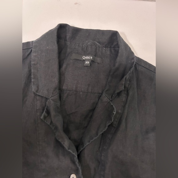 Black cropped linen Short Sleeve Shirt Quince - Flawed item - Picture 2 of 6